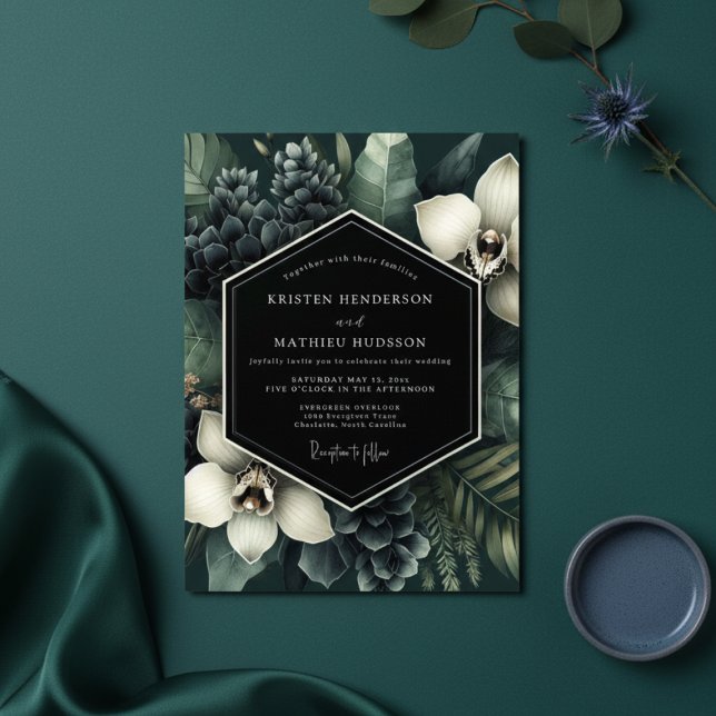 Emerald Lush Botanical Romance Wedding Invitation (Creator Uploaded)