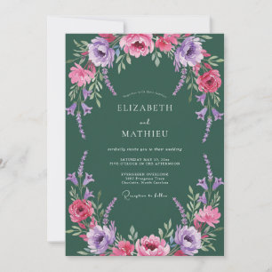 Emerald Lush Floral Romance Wedding Invitation
