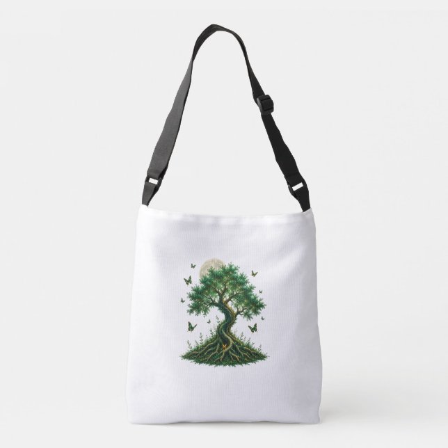 emerald magic tree latte mug crossbody bag (Back)