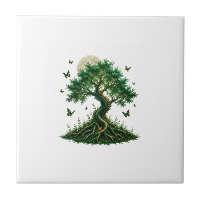 emerald magic tree latte mug tile (Front)