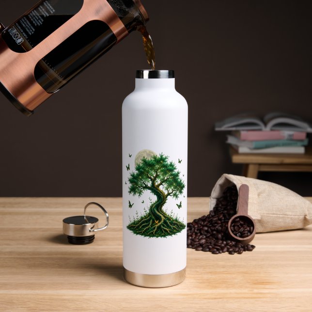 emerald magic tree latte mug water bottle (Coffee (Rotated))