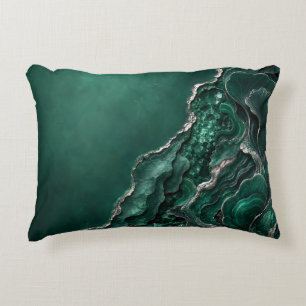 Emerald Malachite Geode Abstract Art Luxury Gift Decorative Cushion