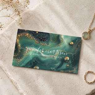 Emerald Malachite Gold Jewellery Designer Business Card
