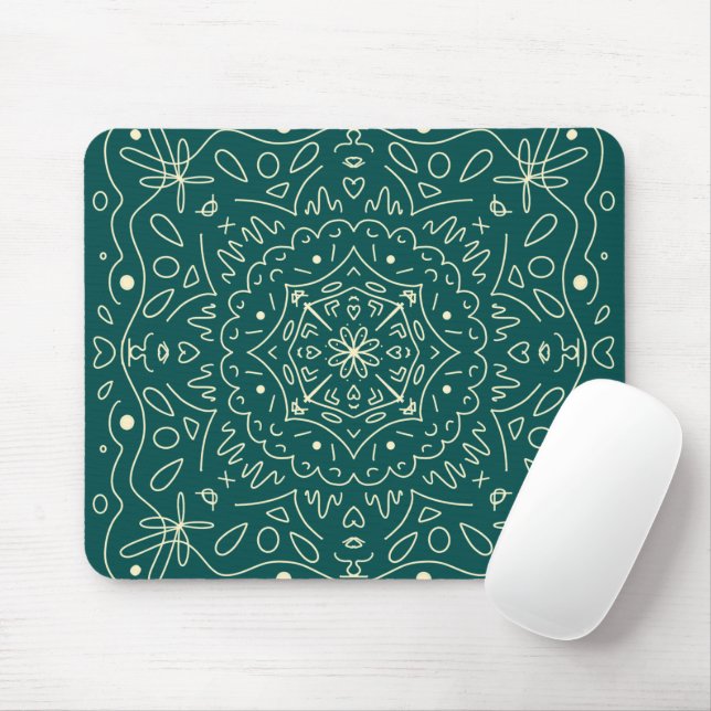 Emerald Mandala Mouse Pad (With Mouse)
