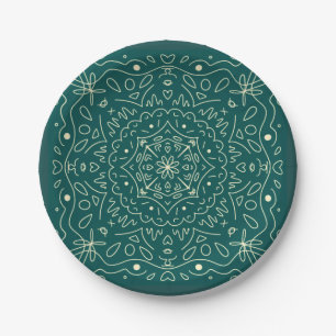 Emerald Mandala Paper Plates