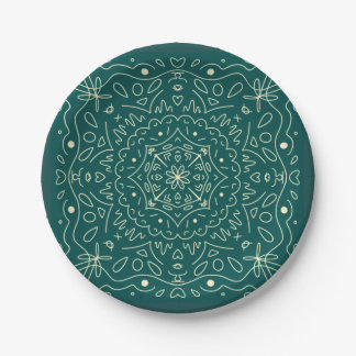 Emerald Mandala Paper Plates