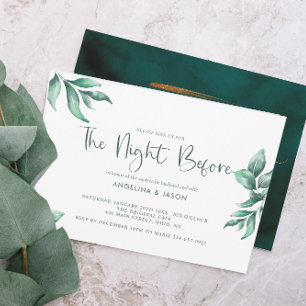 Emerald Marble & Gold Greenery Rehearsal Dinner Invitation