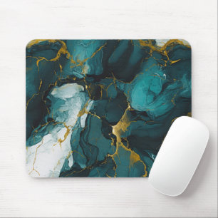 Emerald Marble with Golden Veins Mouse Mat