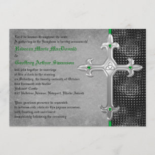 Emerald Mediaeval Celtic Cross Wedding Invitation