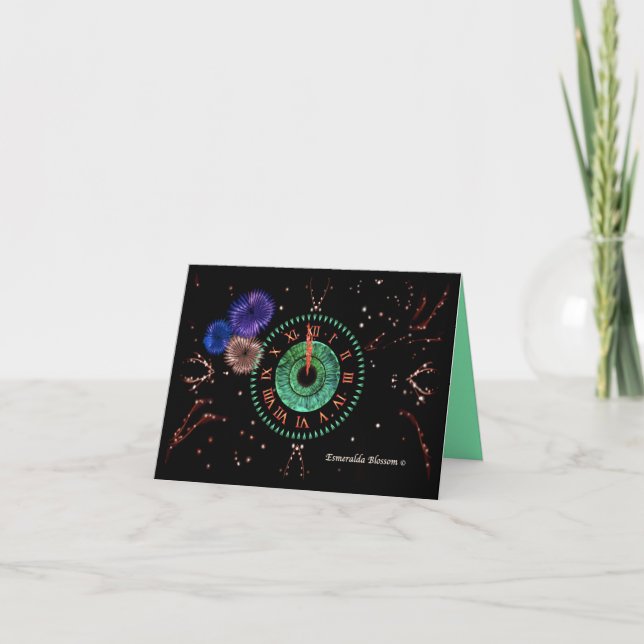 Emerald Midnight Clock Thank You Card (Front)