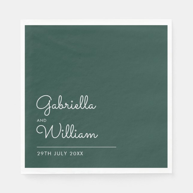 Emerald Minimalist Elegant Script Napkins (Front)