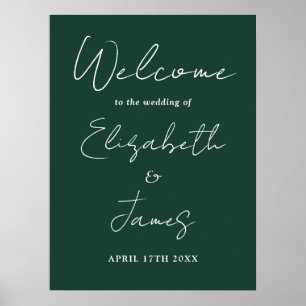 Emerald Minimalist Script Wedding Welcome Sign
