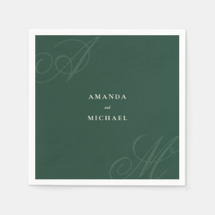 Emerald Modern Edge Elegant Monogram Wedding Napkin