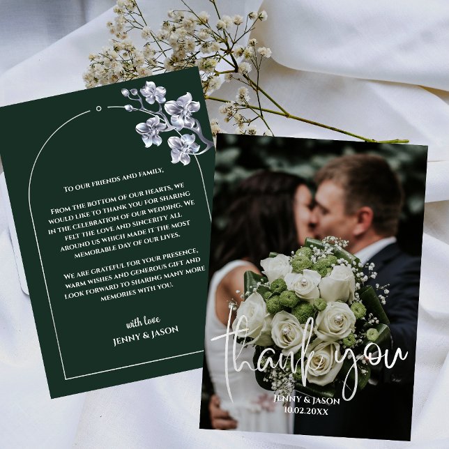Emerald Modern Script Photo Thank You Card (Emerald Modern Script Photo Thank You Card)