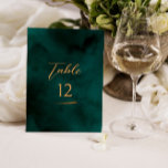 Emerald Modern Script Wedding Table Number<br><div class="desc">Emerald Modern Script Wedding Table Number, gold script on dark emerald marble agate base, looks luxurious. Fully customisable. Visit my store to see more wedding stuff for this design! For further customisation, please click the "customise further" link and use our design tool to modify this template. If you need help...</div>