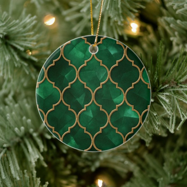 Emerald Moroccan Pattern – Luxury Style Ceramic Tree Decoration (Tree)