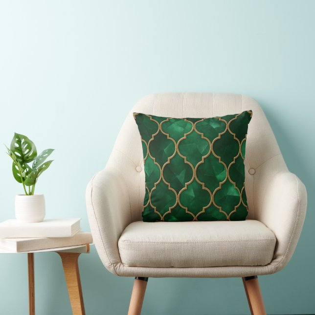 Emerald Moroccan Pattern – Luxury Style Cushion (Chair)