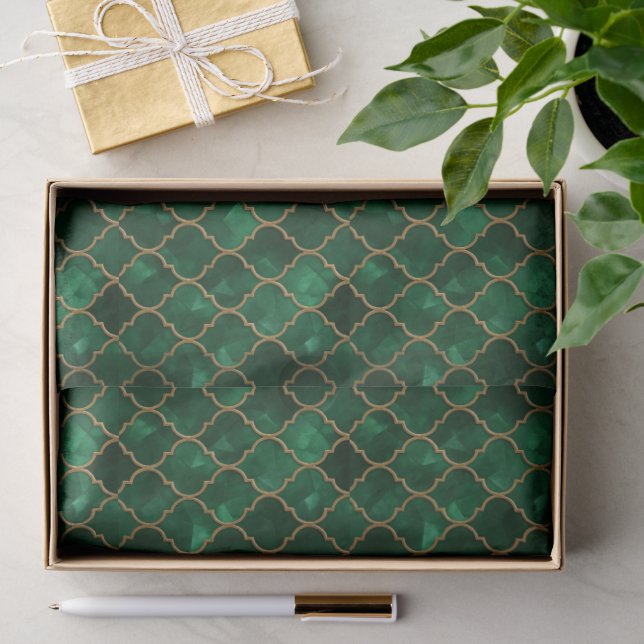 Emerald Moroccan Pattern – Luxury Style Tissue Paper (Gift)