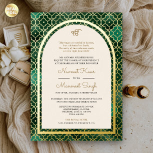 Emerald Moroccan Pattern Sikh Arch Wedding Gold
