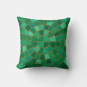 Emerald Mosaic Circle Pattern Art Cushion