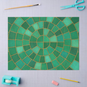 Emerald Mosaic Circle Pattern Art Tissue Paper