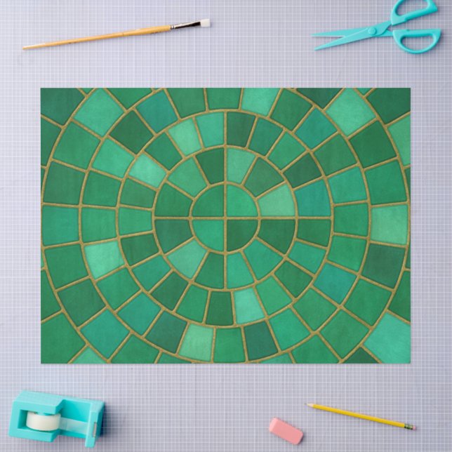 Emerald Mosaic Circle Pattern Art Tissue Paper (Craft)