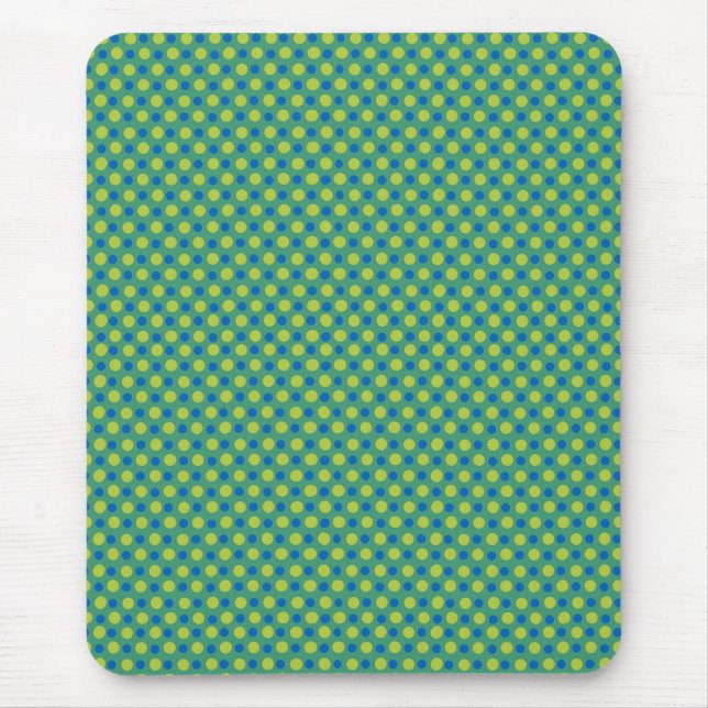 Emerald Mousepad, Blue and Green Polka Dots Mouse Mat (Front)