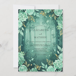 Emerald Mystical Woodland Wedding Invitation