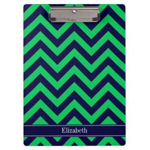 Emerald Navy LG Chevron Navy Blue Name Monogram Clipboard