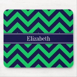 Emerald Navy LG Chevron Navy Blue Name Monogram Mouse Mat