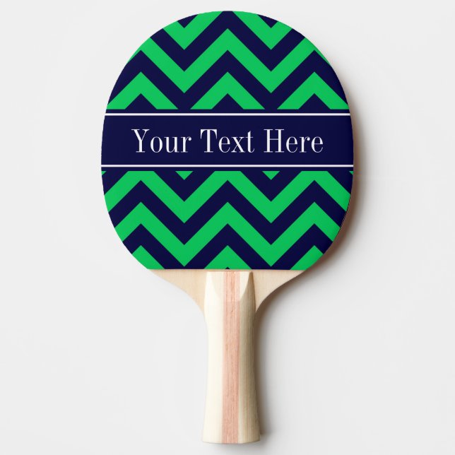 Emerald Navy LG Chevron Navy Blue Name Monogram Ping Pong Paddle (Front)