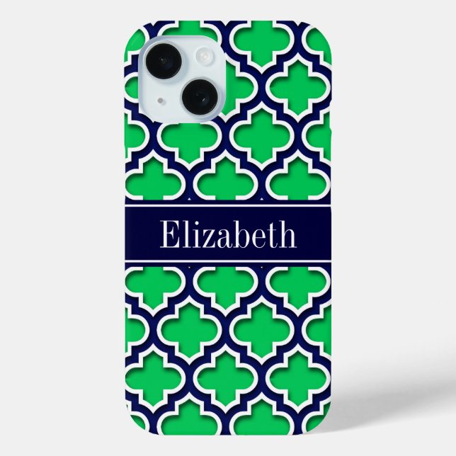 Emerald Navy Moroccan #5DS Navy Name Monogram Case-Mate iPhone Case (Back)