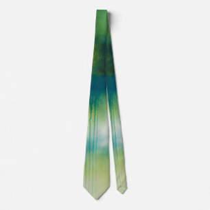 Emerald Nebula Drip Green Blue Abstract Art Men’s Tie