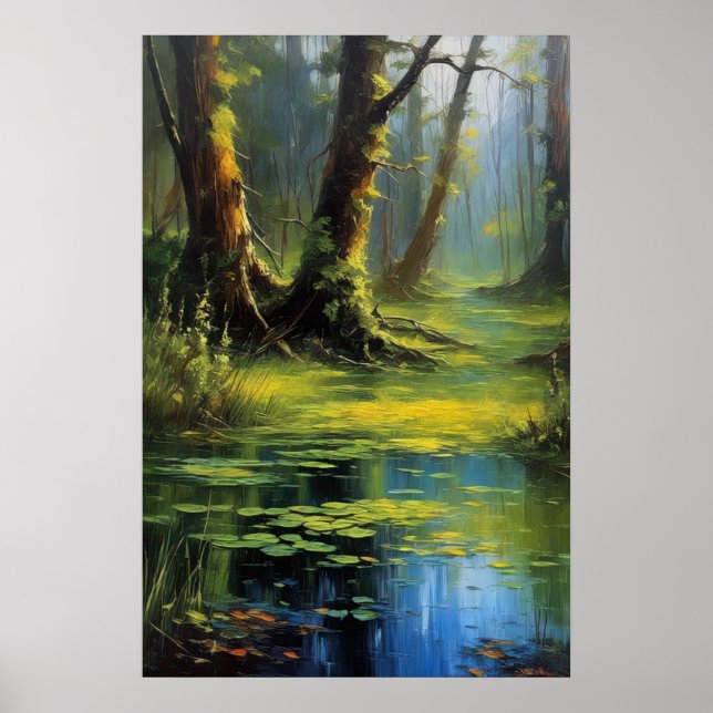 Emerald Oasis, Alluring Shades of a Swampy Forest Poster (Front)