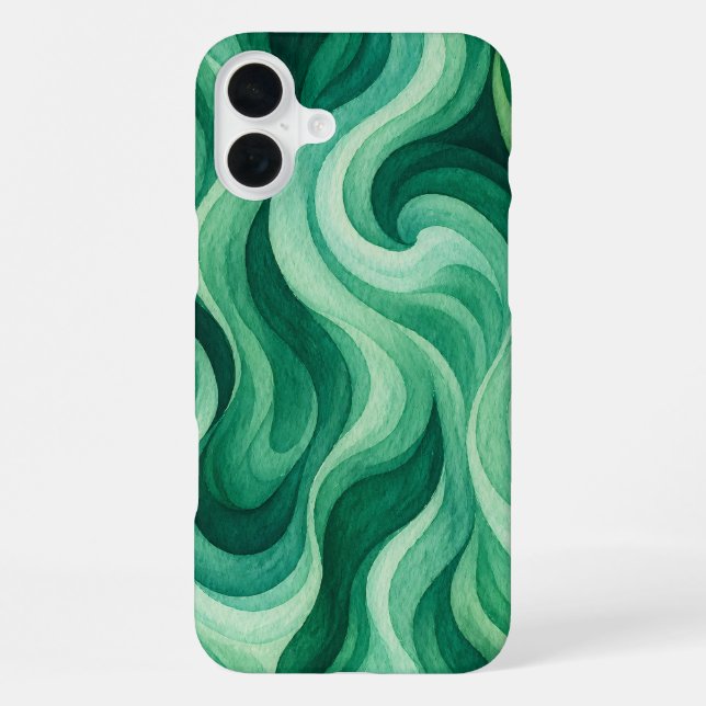 Emerald Ocean Swirl Abstract Wave Pattern iPhone Case (Back)