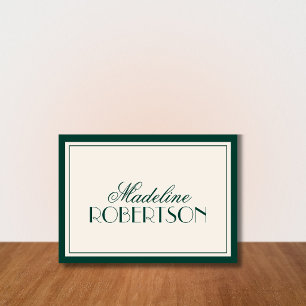 Emerald Old Money Black Tie Wedding Place Card