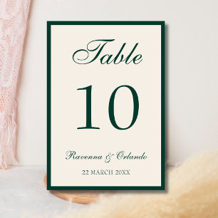Emerald Old Money Black Tie Wedding Table Number