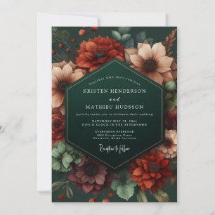 Emerald Opulent Bloom Wedding Invitation