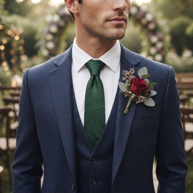 Emerald Paisley Silk Jacquard Tie (Creator Uploaded)