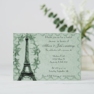 Emerald Paris Grunge Bridal Shower Invitation
