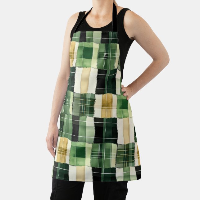 Emerald Patchwork Plaid Apron (Insitu)