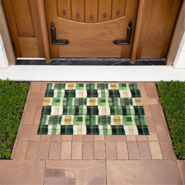 Emerald Patchwork Plaid Doormat (Outdoor)