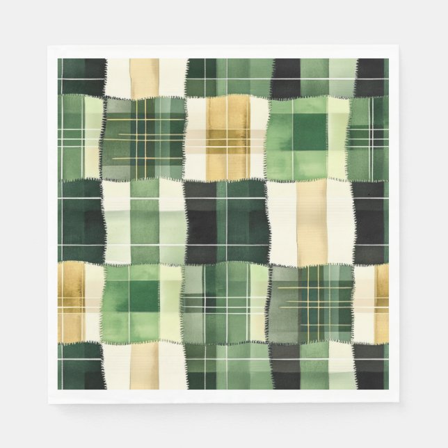 Emerald Patchwork Plaid Napkin (Front)