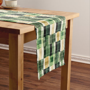 Emerald Patchwork Plaid Short Table Runner