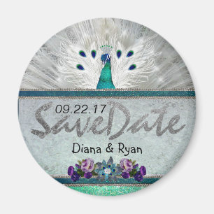 Emerald Peacock Save the Date Magnet
