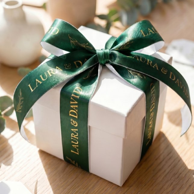 Emerald Personalised Wedding Gift Ribbon Satin Ribbon (Creator Uploaded)