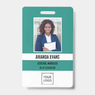 Emerald   Photo Employee Logo or QR CODE Security ID Badge