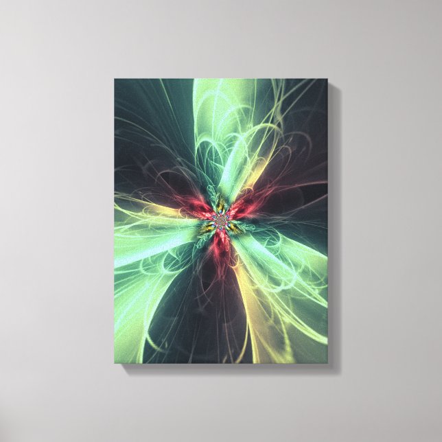 Emerald Plasma Energy Fractal Art Canvas Print (Front)