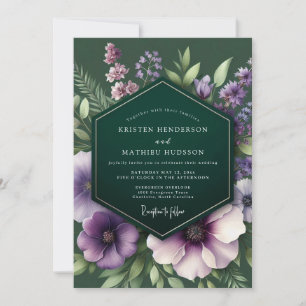 Emerald Plum Moody Flora Wedding Invitation