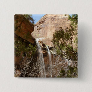 Emerald Pool Falls I from Zion National Park 15 Cm Square Badge